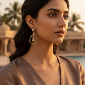 Boucles d'oreilles pendantes en forme de poire plaquées or pour femmes, bijoux pour mariage avec opale de quartz, symbole religieux chrétien - Product Image 1