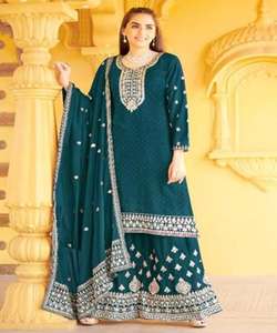 Salwar Kameez Patiyala costume Chudidar robe matériel avec Dupatta dames femmes fête porter mariage indien Bollywood mode vêtements en soie - Product Image 5