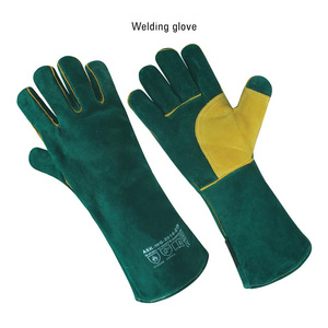 Gants de soudage électrique en cuir de vachette double couche Gants en cuir de meulage Tig Absorber la sueur Anti-coupure Anti-Slip Caractéristiques Allongé pour - Product Image 4