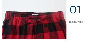 Vêtements de nuit en flanelle pour hommes de haute qualité pantalon léger épais doux pyjamas avec cordon de serrage motif à carreaux personnalisé - Product Image 3