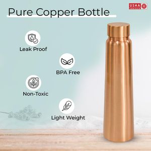SOLID COPPER DRINKING WATER <b>BOTTLE</b> 950ML REAL MANUFACTURER SHINY <b>BRUSHED</b> WATER <b>BOTTLE</b> WITH COMPETITIVE RATES BY HF CRAFTS - Product Image 2