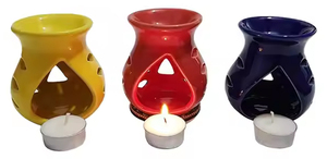 ABK IMPEX Indian Supplier's Premium Quality Eco-Friendly Hand-made Solid Color Ceramic <b>Oil</b> <b>Burner</b> for Home Decor Incense - Product Image 5