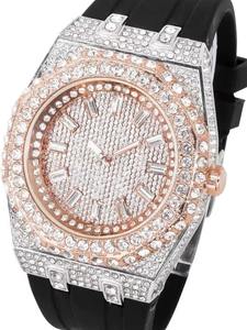 Hot <b>Sale</b> Modern Iced Out Rose Gold Dial Silicone Moissanite Diamond Watch for <b>Gifting</b> Parties and Daily Wear Available for <b>Sale</b> - Product Image 4