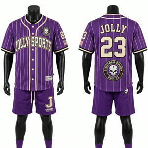 Mens Baseball Jersey Short <b>Set</b> 180GSM Polyester Purple Pinstripe Custom Sublimation Tackle Twill Logo jersey short <b>set</b> for men's - Product Image 1