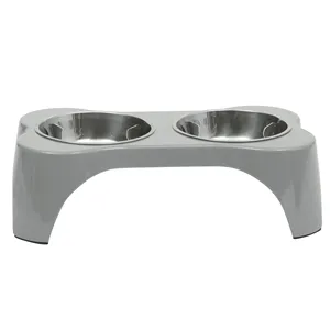 ชุดชามอาหารสุนัขและแมวแบบยกสูง 3 ชิ้น Gibson Home Bow Wow Meow ขนาด 13 ออนซ์ - Product Image 1