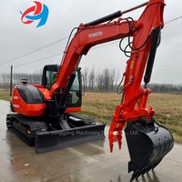 Excavadora Compacta Original Japonesa de 8 Toneladas, Modelo Kubota KX080-4 CE EPA, Ahorradora de Combustible, para Construcción Agrícola y Paisajismo