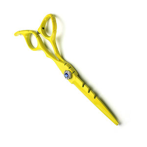 Tijeras de Peluquería de Color Amarillo para Uso Doméstico y en Salón, con Reposadíces Ajustable y Tornillo Decorativo - Product Image 3