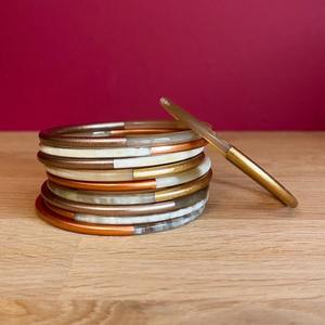 ชุดกำไลข้อมือแตรธรรมชาติ7ชิ้นสีเข้มเครื่องประดับเขาควายพร้อมอาเกตสำหรับคริสเตียนไข่มุกเพชรสำหรับเป็นของขวัญ - Product Image 3