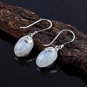 Moonstone Gemstone Drop <b>Earrings</b> 925 <b>Solid</b> Sterling <b>Silver</b> Women Girls Trendy Party Gift Jewelry - Product Image 2