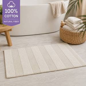 Touch Ivory Handwoven Cotton Bathroom Rug Natural Woven Floor Mat 50x80 cm - Product Image 2