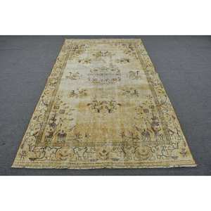 Alfombra turca Vintage Beige clásica de 5,3x9,1 pies, alfombra de felpa hecha a mano, Material de lana, diseño de retazos, pasillo Rectangular de látex, nuevo - Product Image 1