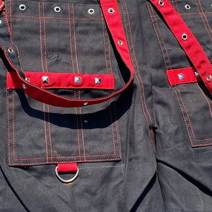 Pantalon convertible à bretelles noires et rouges, style punk rock gothique, 100% coton, pantalon gothique unisexe, 2026 - Product Image 5