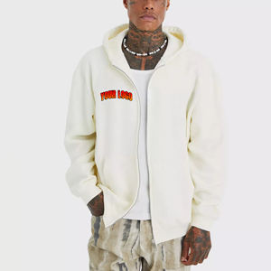 Sweats à capuche zippés unis personnalisés pour hommes 100% coton lourd qualité de luxe surdimensionné Streetwear sweat à capuche pour homme imprimé personnalisé - Product Image 6