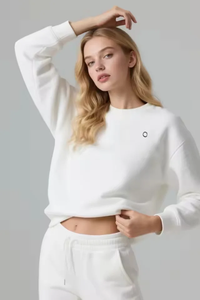 เสื้อสเวตเตอร์คอกลมผู้หญิง 300 กรัม ผ้าฝ้าย ฤดูใบไม้ผลิ ฤดูใบไม้ร่วง สไตล์ใหม่ 7 สี ลำลอง ทรงหลวม แขนยาว ใยโพลีเอสเตอร์ - Product Image 2