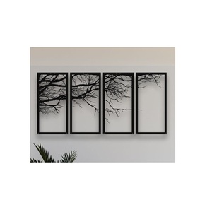 Ensemble de 3 décorations murales en fer avec finition noire, parfait pour les thèmes de décoration modernes et rustiques. - Product Image 2