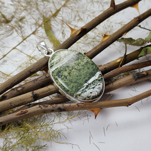 Pendentif artisanal en opale verte Sez Cabochon, bijoux en argent sterling 925 pour collier - Product Image 6