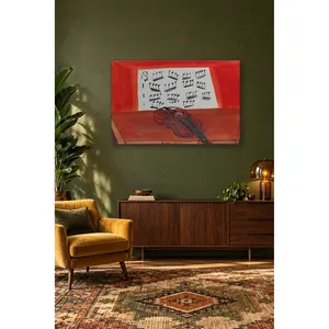 Fida Raoul Dufy - Impression sur toile de violon rouge et de partitions - Product Image 5