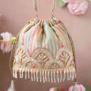 Hand Embroidered Potli <b>Bag</b> with Pearls Crystal Beads Dabka Sequence Work <b>for</b> <b>Wedding</b> Party Gift 2025 - Product Image 1