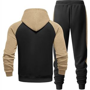 Vêtements de sport pour hommes plaine fermeture éclair à capuche pantalons de survêtement ensembles hommes deux pièces correspondant survêtements 2025 - Product Image 2