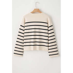 Cardigan Casual a Righe con Bottoni e Collo Tondo per l'Inverno, Design con Motivi Stampati - Product Image 6