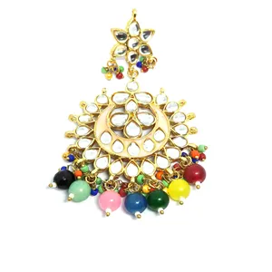 ต่างหูแบบ Chandbali หลายสี ชุบทอง สไตล์ Meenakari เครื่องประดับแฟชั่น - Product Image 2