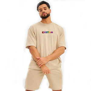 Ensemble short de jogging d'été pour hommes, nouvelle mode, vente en gros de t-shirts et shorts personnalisés, tenue 2 pièces grande taille et respirante - Product Image 1
