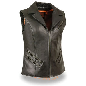 Gilet en cuir pour moto, homme et femme, nouveau, club, motard, cuir véritable perforé, tricoté, respirant, prix de gros à bas prix - Product Image 1