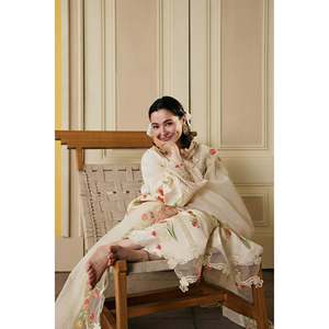 Conjunto de 3 Piezas Maryam Hussain: Camisa de Chifón con Bordado Intenso, Dupatta y Pantalón, Colección Primavera/Verano-BIC-4903 - Product Image 6