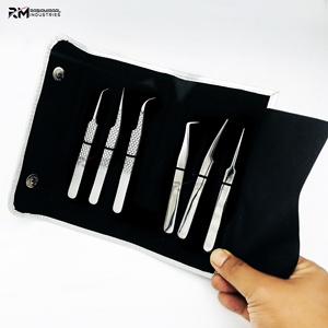 RMI haute qualité Super produit enduit de poudre d'argent et pince à épiler d'extension de cils à pointe argentée avec pochette d'emballage durable - Product Image 5