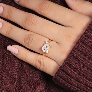 Anillo de Compromiso de Diamantes de Corte Marquesa de 0.95 Quilates, Diseño Personalizado, Banda de Eternidad de Lujo, Oro Sólido de 14K, Certificado IGI, para Mujer - Product Image 3