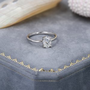 Anillo de boda de compromiso de Plata de Ley 925 de alta calidad, piedra preciosa Natural, moissanita ovalada, ajuste de incrustaciones de perlas de diamantes, ropa de fiesta - Product Image 2