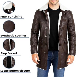 Chaqueta de Invierno de Cuero Vacuno para Hombre de Alta Calidad, Estilo Aviador, Frente de Lona, Letra Personalizable, Estilo Vintage, Precio al por Mayor - Product Image 1