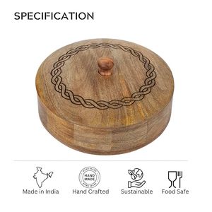 Boîte en bois multi-usages pour chapatis, parathas et autres pains chauds, boîte à roti en bois avec couvercle solide par AALIYAN IMPEX - Product Image 4