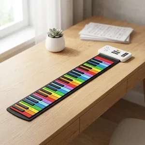 <span class=keywords><strong>Piano</strong></span> pliable en silicone pour enfants <span class=keywords><strong>avec</strong></span> 49 touches arc-en-ciel, clavier électronique, 8 tons, 6 chansons <span class=keywords><strong>de</strong></span> démonstration, <span class=keywords><strong>avec</strong></span> haut-parleur et prise casque - Product Image 3
