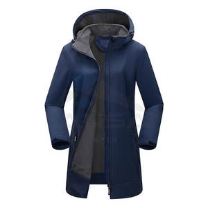 Chaqueta Impermeable Acolchada para Mujer, Chaqueta Cortavientos Larga con Forro Polar y Capucha Desmontable, Gris Oscuro - Product Image 1