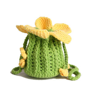 Crochet Fashion Winter Women Children's Cotton Woven Breathable Wear-Resistant <b>Soft</b> Mini Crossbody Bucket <b>Bag</b> Synthetic <b>Leather</b> - Product Image 5