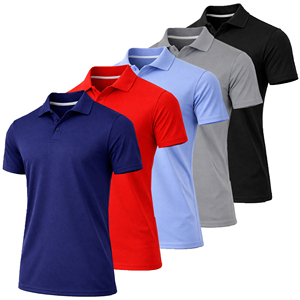 Lot de 5 chemises décontractées à manches courtes pour homme, en polyester tricoté uni, respirant et anti-transpiration (S-3XL) - Product Image 4
