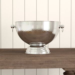 Cuenco de vino y champán de cabeza de ciervo grande decorativo y útil hecho de aluminio niquelado - Product Image 4