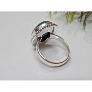 แหวนพลอยเทอร์ควอยซ์ธรรมชาติทำด้วยมือเงินแท้925ชิ้น-ของขวัญครบรอบหรูหราสำหรับ R0078-GS ของเธอ - Product Image 4