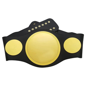 Ceinture de championnat personnalisée de haute qualité avec logo, plaques rondes vierges en laiton plaqué or, ceinture de trophée pour boxe et MMA, vente en gros - Product Image 4