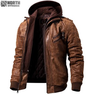 Blouson aviateur d'hiver en cuir avec logo camouflage pour hommes, nouvelle mode, Offre Spéciale décontracté moto - Product Image 6