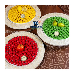 Bandeja de regalo de fregona Redonda al por mayor para RAMADAN EID caja de chocolate de vacaciones elegante hecha a mano Vietnam OEM bandeja decorativa - Product Image 1
