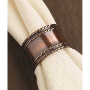 Antique <b>Copper</b> Metal Napkin Rings Stocked Round Shape Napkin Holders for Wedding Party Dining <b>Table</b> Decoration - Product Image 2