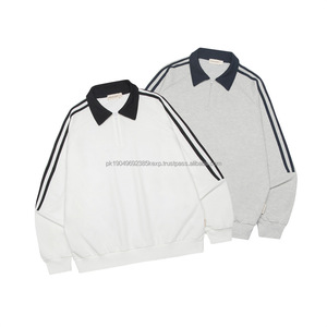 Personalizado al por mayor estilo universitario Atlético lado raya soporte cuello media cremallera sudaderas con capucha Unisex Vintage suelta hombres sudaderas - Product Image 1