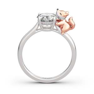 แหวนเงินสเตอร์ลิงทรงกลมวินเทจ Jeulia Hug Me Baby Fox ประดับด้วยพลอยธรรมชาติ - Product Image 1