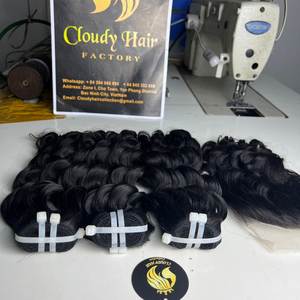 Extensiones de cabello humano vietnamita Virgen sin procesar Paquetes de ondas profundas alineados con cutícula Cabello crudo de estilo Suelto - Product Image 5