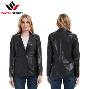 Chaqueta de piel sintética para mujer, chaqueta de talla grande, moda de otoño y primavera, informal, holgada, con botones, 2022, venta al por mayor - Product Image 3
