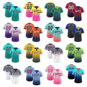 Unisex Custom Embroidered Logo Name Baseball Jersey Gradient Color Digital Printed Mesh Polyester Breathable High Quality - Product Image 6