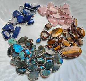 Cabujón de piedras preciosas naturales, colgante de bisel de piedras preciosas sueltas de alto pulido, joyería hecha a mano de moda de Plata de Ley 925 sólida - Product Image 1