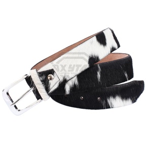 Cinturón de piel auténtica de pelo de vaca para hombre al por mayor, correa de piel auténtica personalizada sin hebilla automática, Cinturón de piel de pelo de vaca - Product Image 3